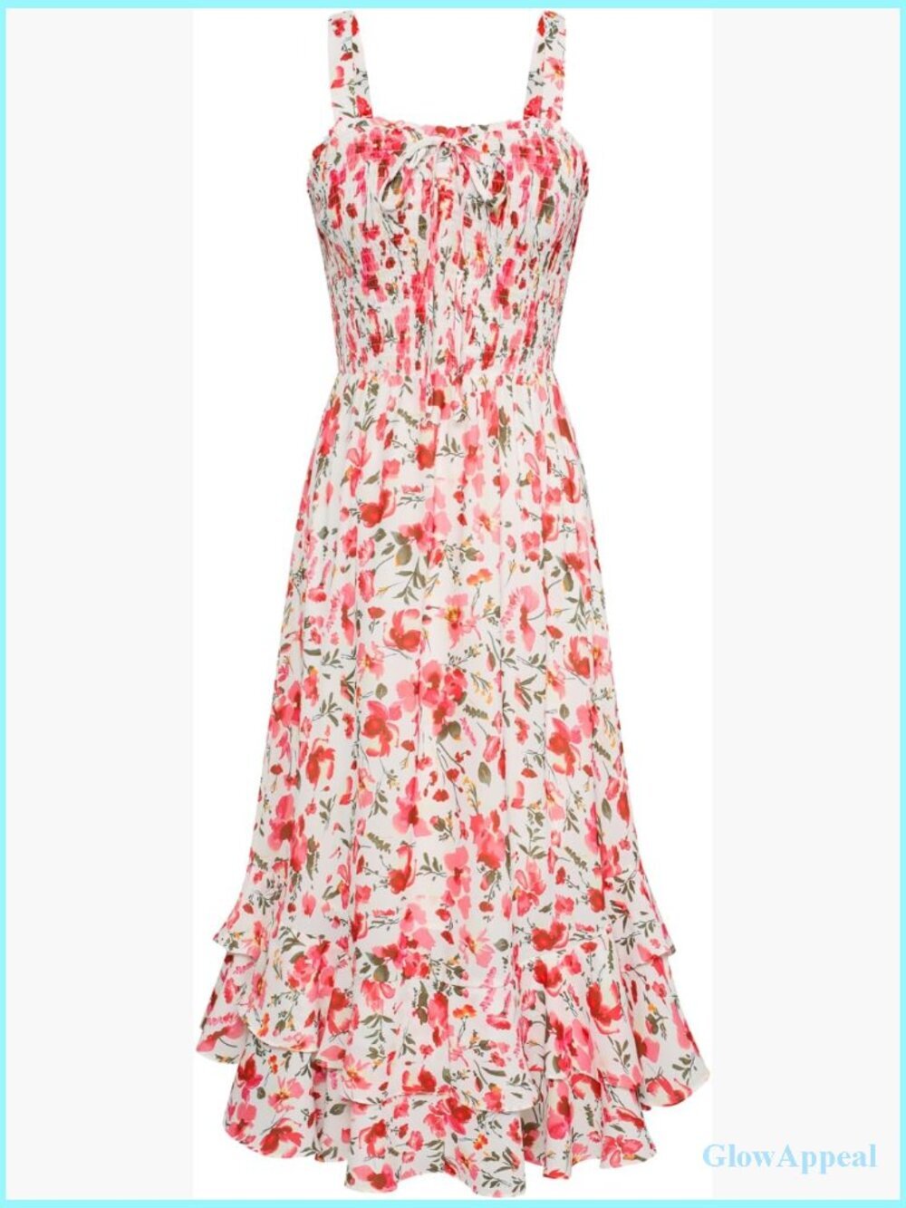 Square Neck Smocked Maxi Dress Sleeveless Floral Boho Summer Beach